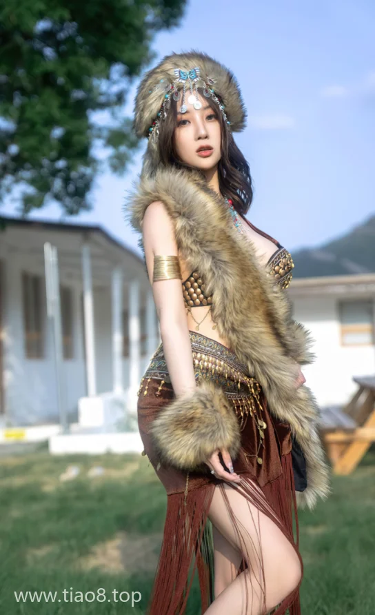原始时代配旷野风光cos写真第2张